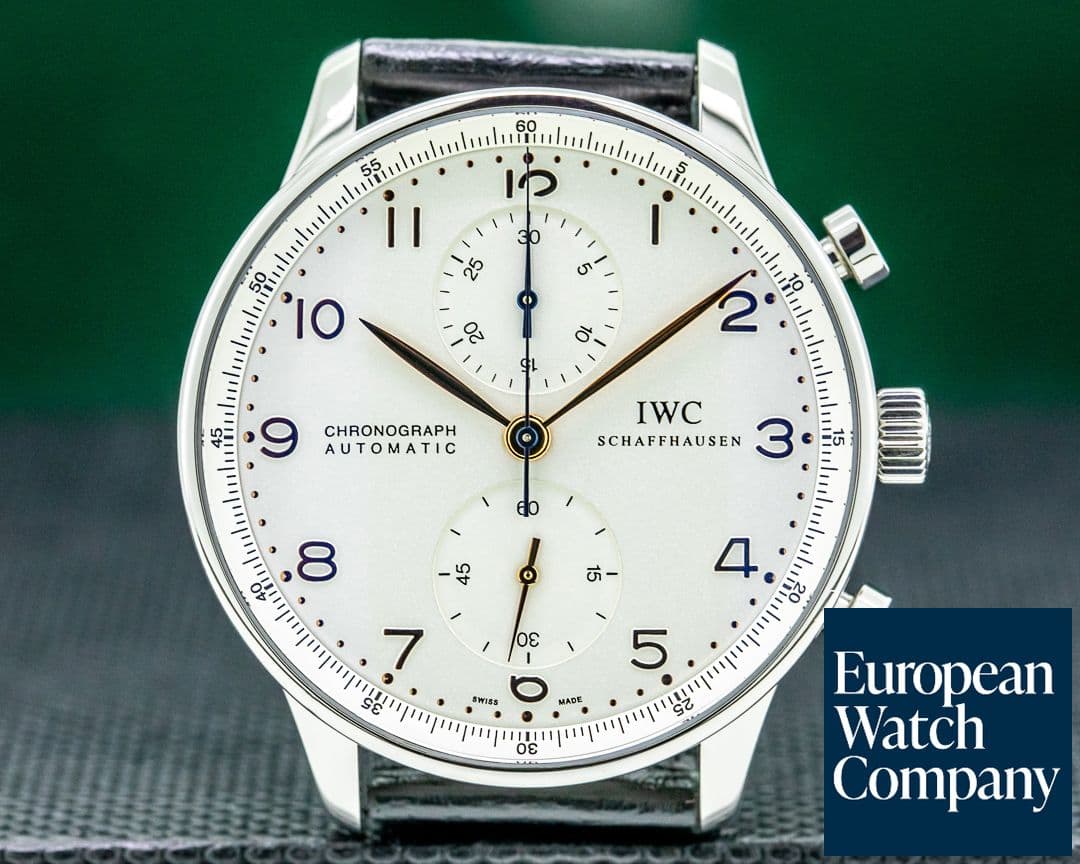 Image of IWC Portuguese Chronograph Silver Dial Gold Numerals SS