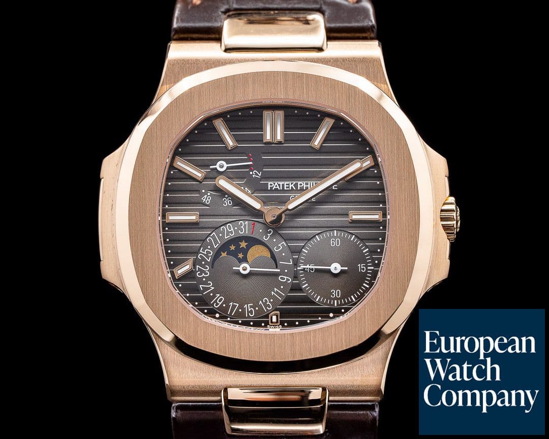 Image of Patek Philippe Jumbo Nautilus 5712R Power Reserve Moon 18K Rose Gold UNWORN
