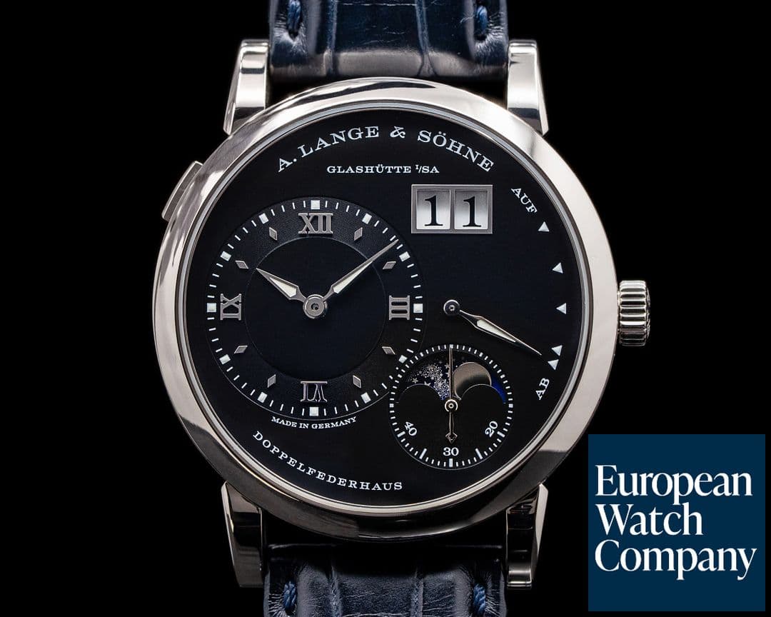 Image of A. Lange and Sohne Lange 1 Moon 192.029 18K White Gold Black Dial / Day Night 