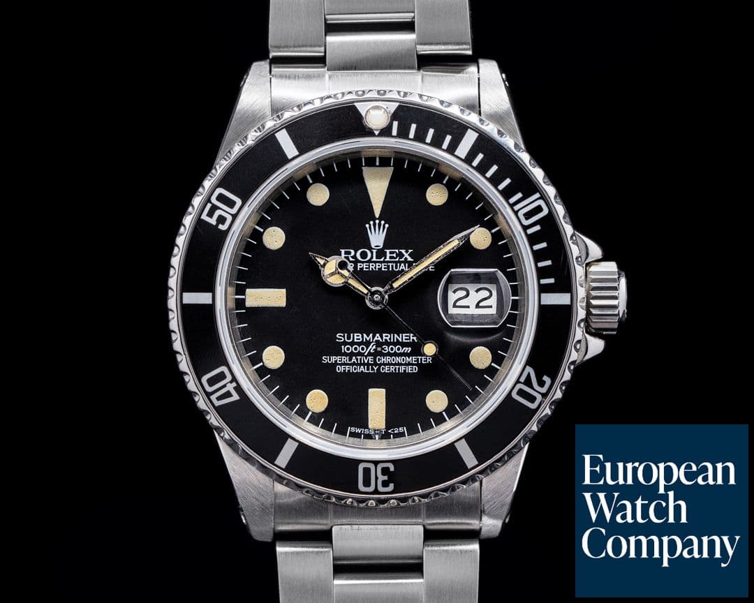 Image of Rolex Submariner 16800 Black Matte Dial SS NICE PATINA