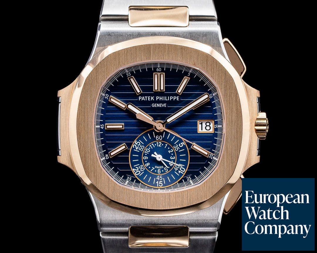 Image of Patek Philippe Nautilus 5980/1AR Chronograph Blue Dial 18K Rose / Steel 