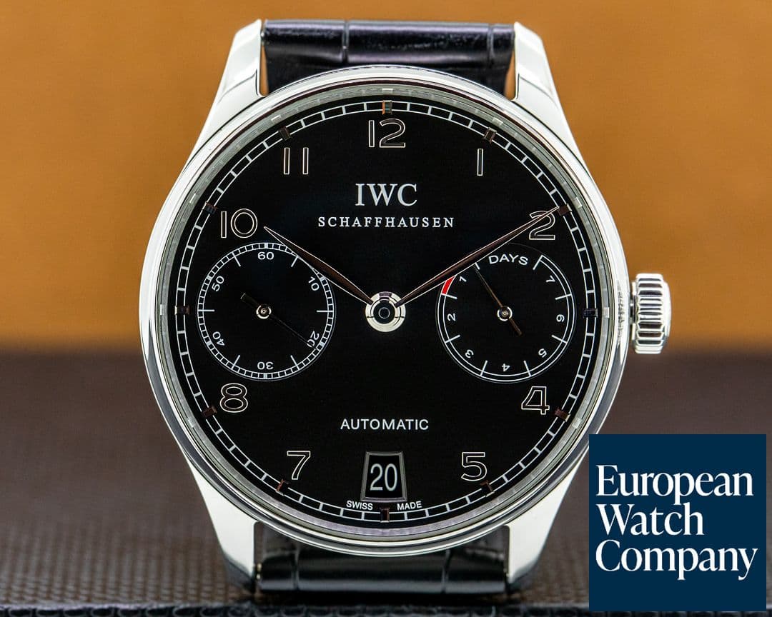 Image of IWC Portuguese 7 Day Automatic SS Black Dial