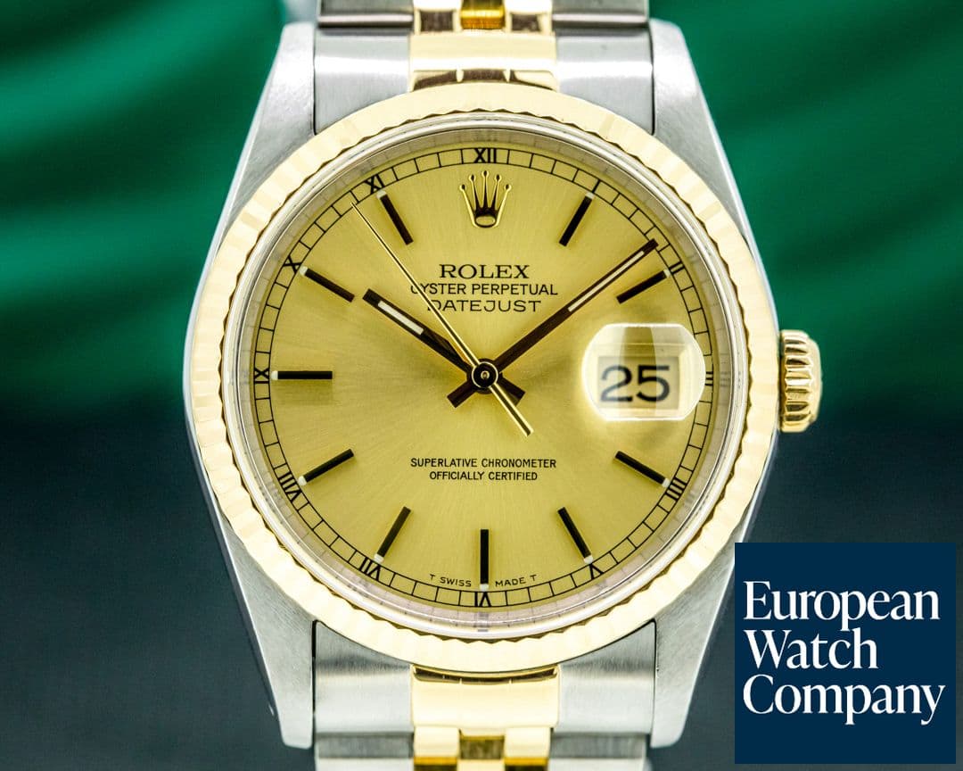 Image of Rolex Datejust Gold Dial Stick Markers 18K / SS 
