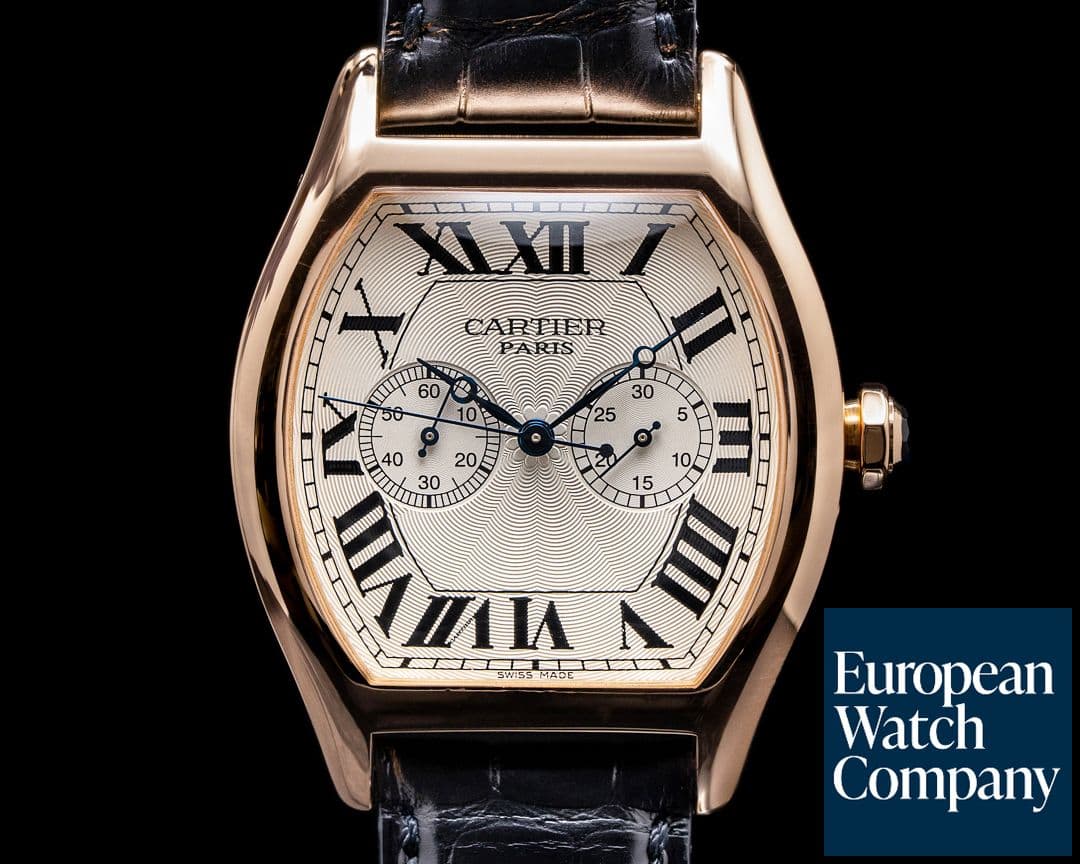 Image of Cartier Privee Collection Tortue XL Monopoussoir Chronograph 18K Rose Gold RARE