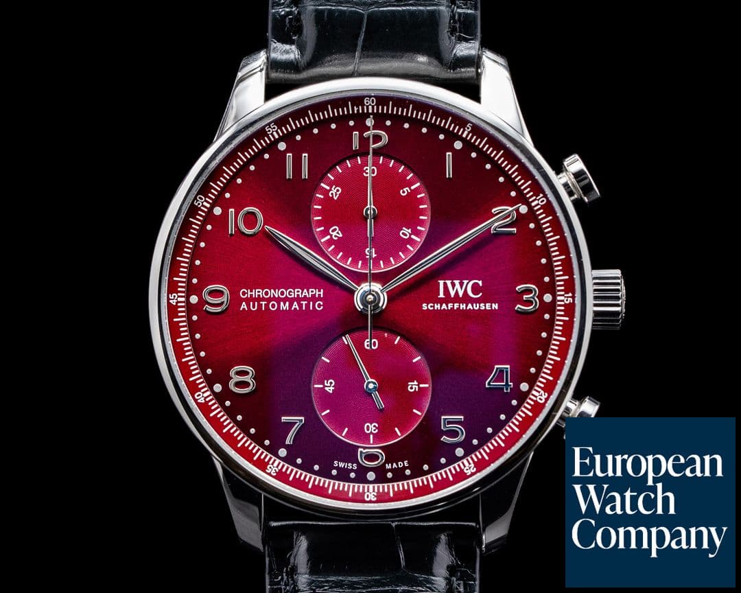 Image of IWC Portugieser Chronograph SS Red Burgundy Dial