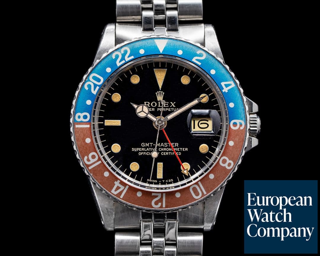 Image of Rolex Vintage GMT Master Gilt 1675 Dial Pepsi c. 1966 BOX AND PAPERS