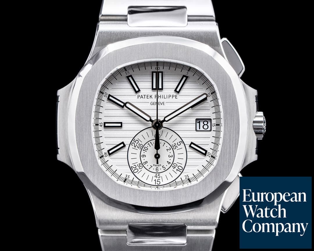 Image of Patek Philippe Nautilus 5980 Chronograph White Dial SS FULL SET