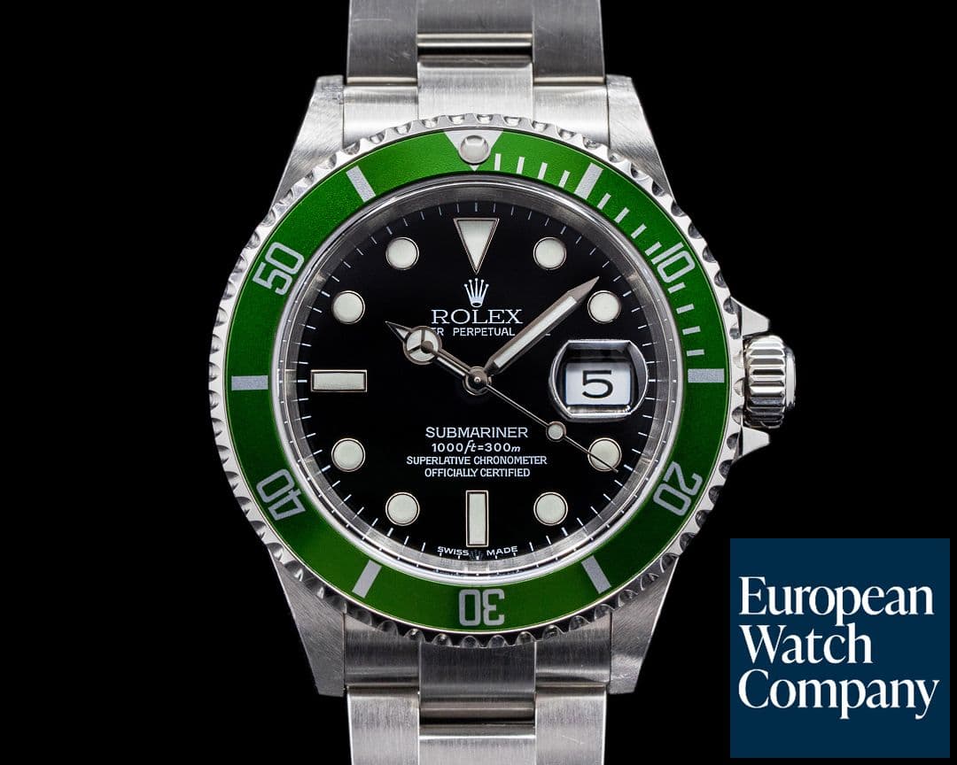 Image of Rolex Submariner 50th Anniversary "Flat 4" F Series Green Bezel ROLEX SERVICE