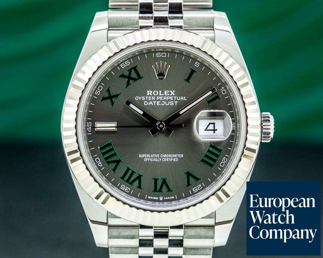 Image of Rolex Datejust 41 Rhodium Green Roman Numerals Dial SS / Jubilee 