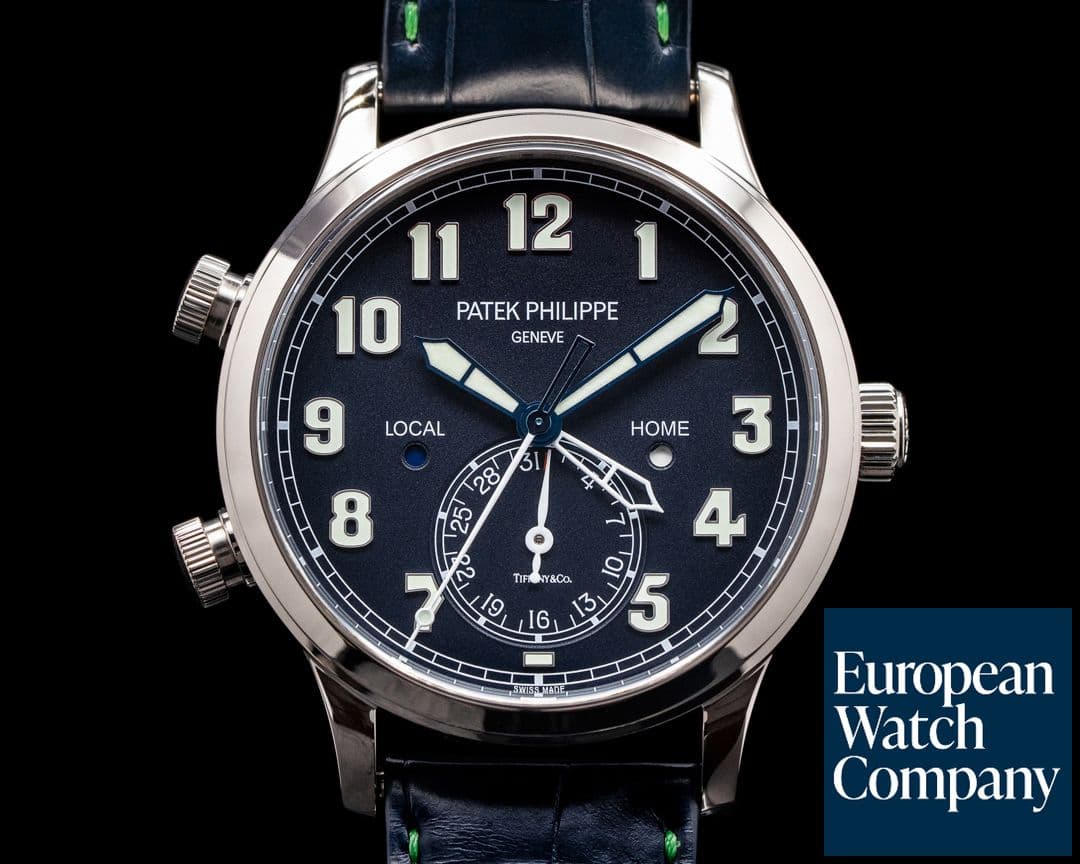 Image of Patek Philippe Calatrava 5524G "TIFFANY" Pilot Travel Time 18k White Gold TIFFANY
