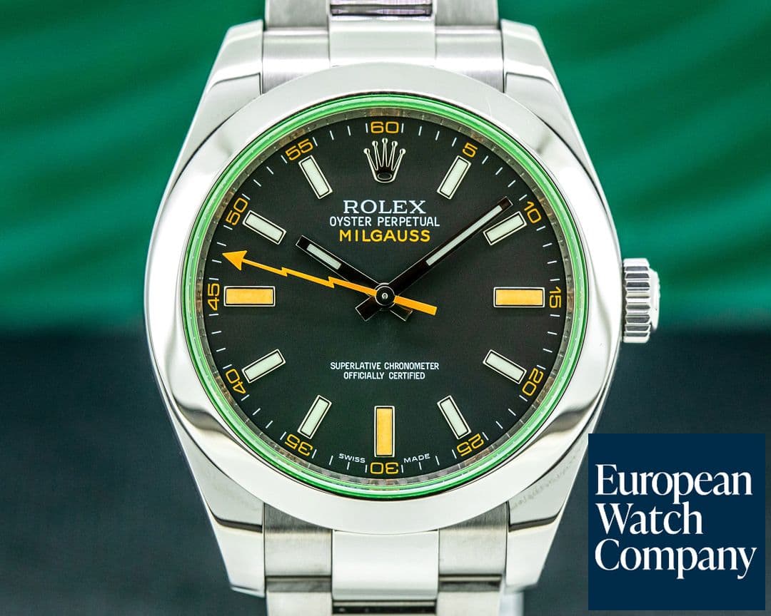 Image of Rolex Milgauss 116400V SS Black Dial Green Crystal
