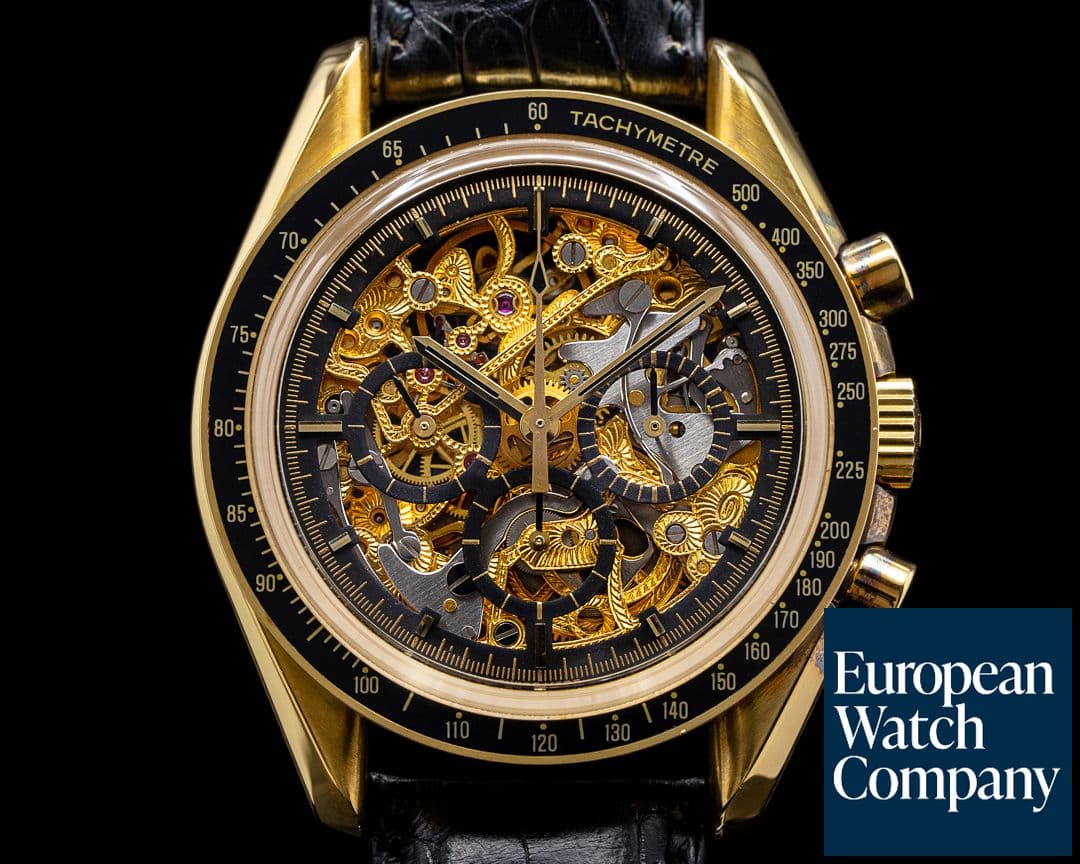Image of Omega Speedmaster 18K Yellow Gold Skeleton 3696.50.81 RARE 50 PIECES RARE