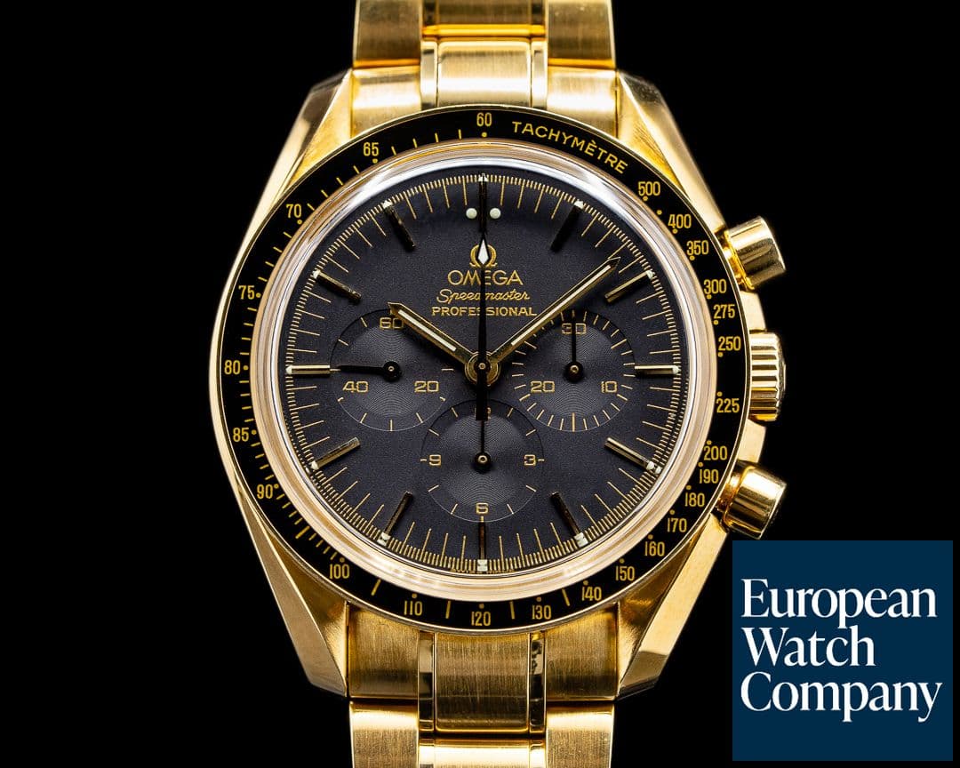 Image of Omega Speedmaster Yellow Gold / Bracelet Black Dial RARE