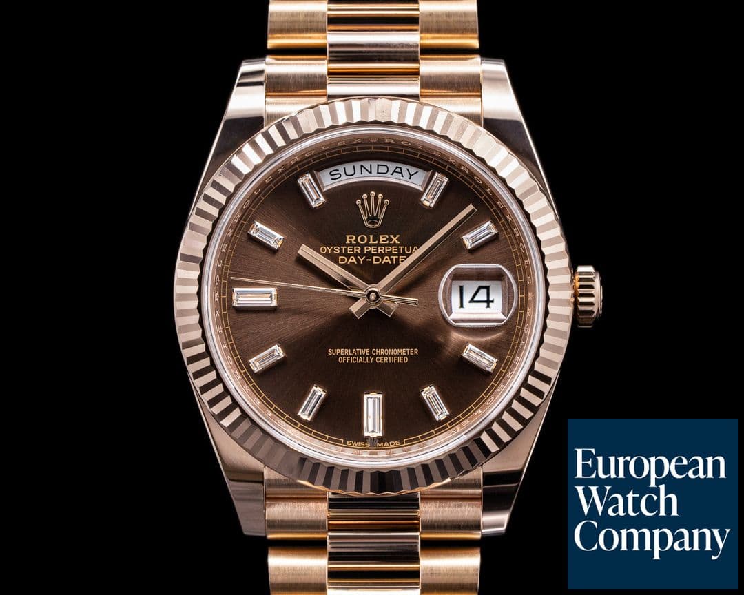 Image of Rolex Day Date Presidential Everose Gold Chocolate Diamond Dial 40MM 