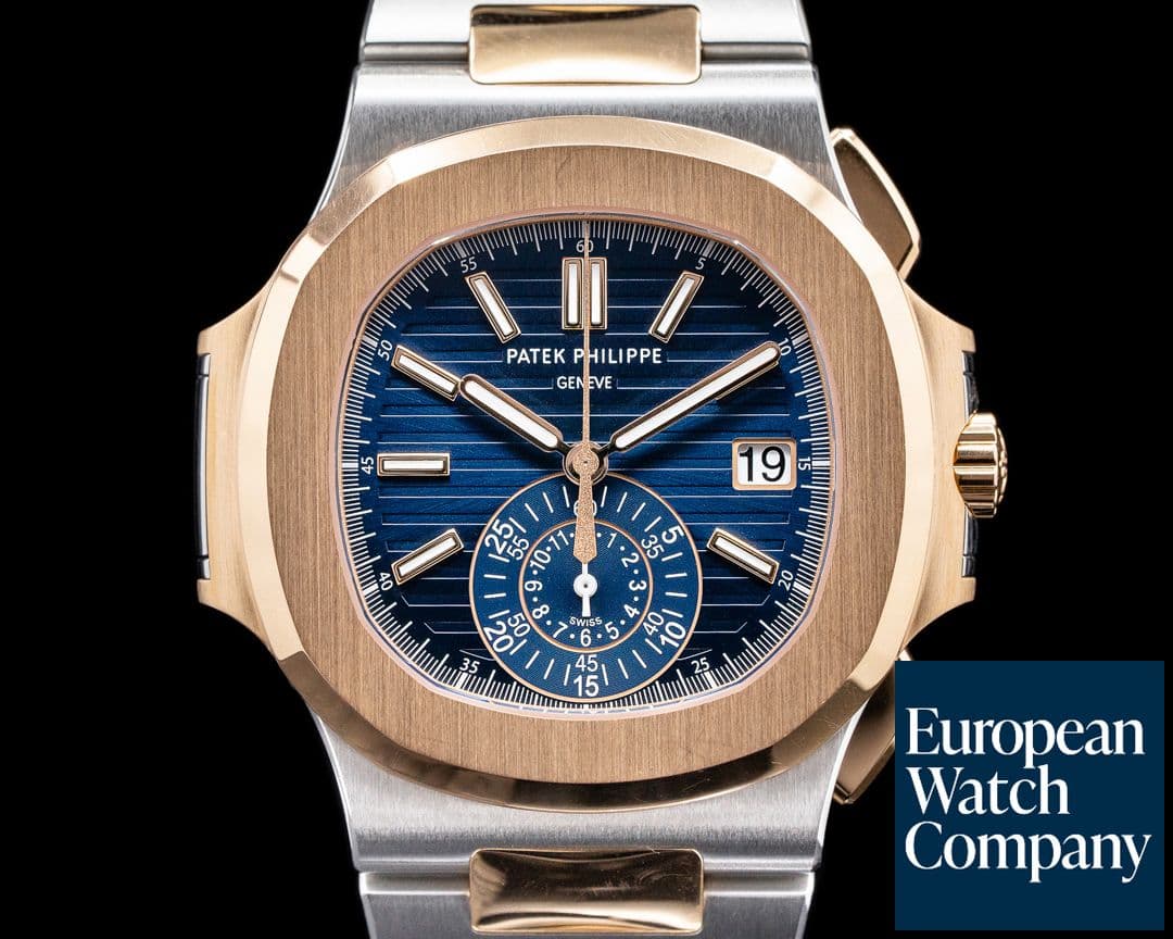 Image of Patek Philippe Nautilus 5980/1AR Chronograph Blue Dial 18K Rose Steel FULL SET