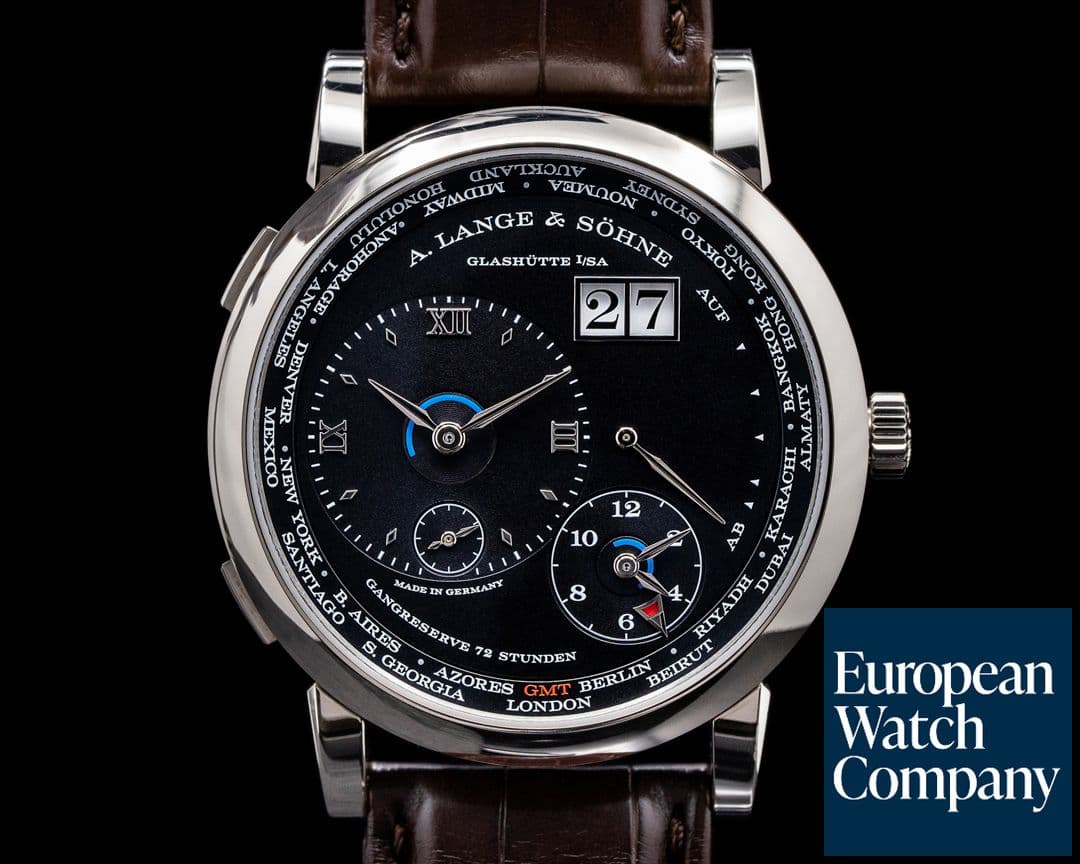 Image of A. Lange and Sohne Lange 1 Time Zone 136.029 18K White Gold / Black Dial NEW MODEL