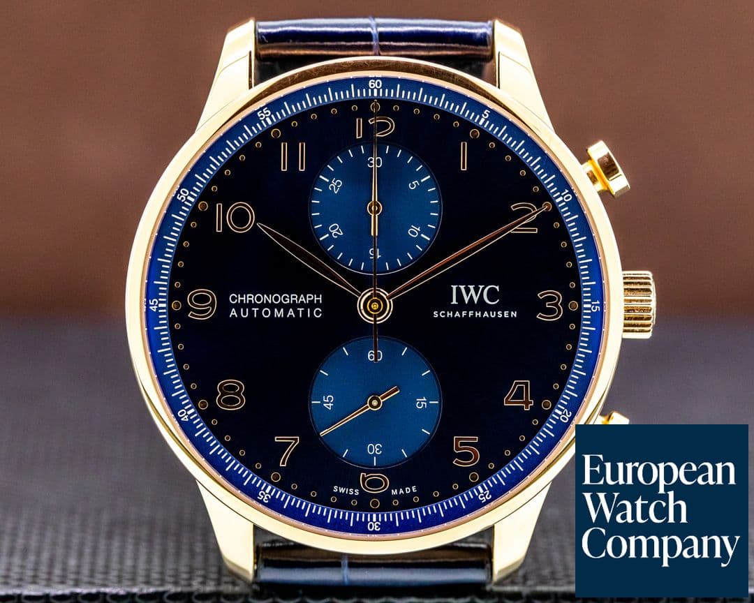 Image of IWC Portuguese Chronograph 18k Rose Gold Blue Dial 
Boutique Edition