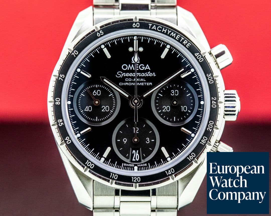 Image of Omega Speedmaster 38 Co-Axial Chronograph Black Dial SS Bracelet