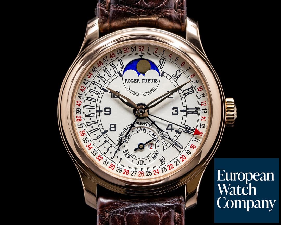 Image of Roger Dubuis Hommage 18K Rose Gold Perpetual Calendar Bi Retrograde RARE