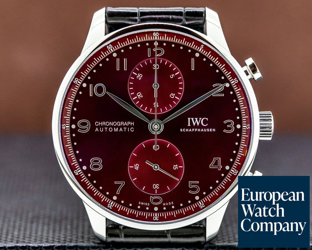 Image of IWC Portugieser Chronograph SS Red Burgundy Dial UNWORN