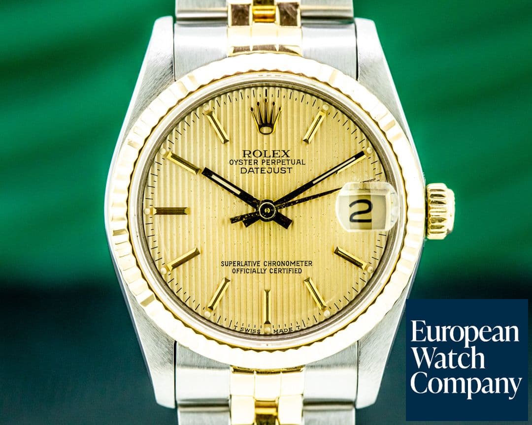 Image of Rolex Oyster Perpetual Datejust Champagne Tapestry Dial 18K / SS 31MM