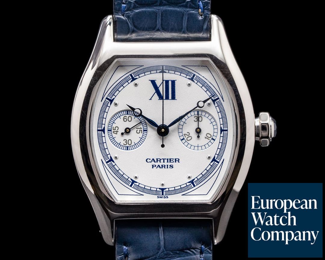 Image of Cartier Privee Collection Tortue Monopoussoir Chronograph 18K White Gold 