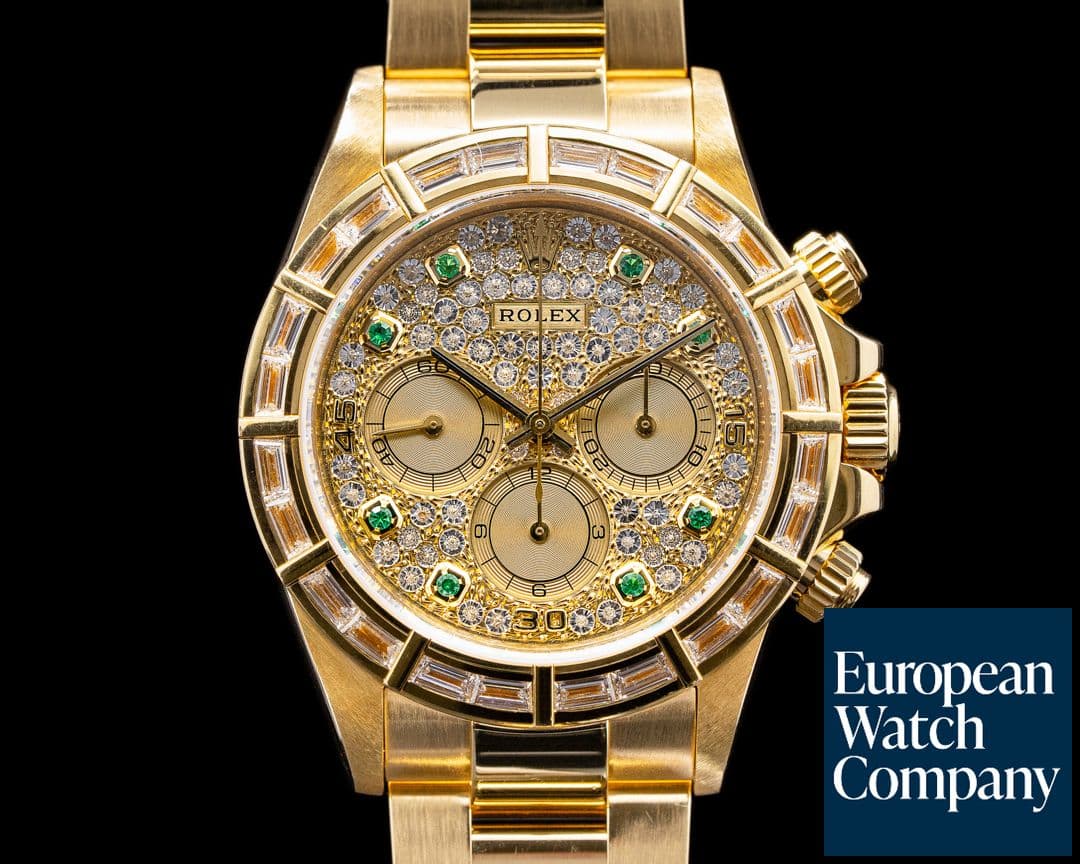 Image of Rolex Daytona 16568 Zenith Movement Emerald / Diamond Baguette RARE! 