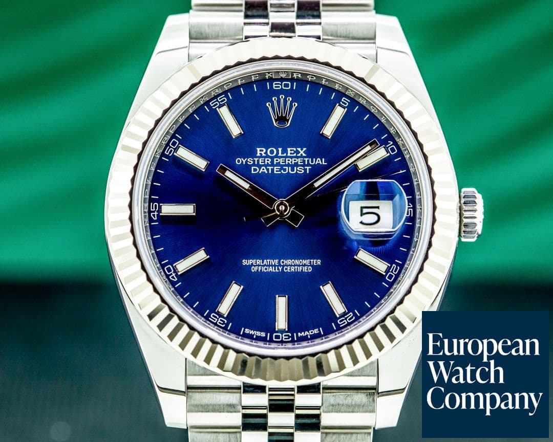 Image of Rolex Datejust 41 126334 Blue Stick Dial SS Jubilee 