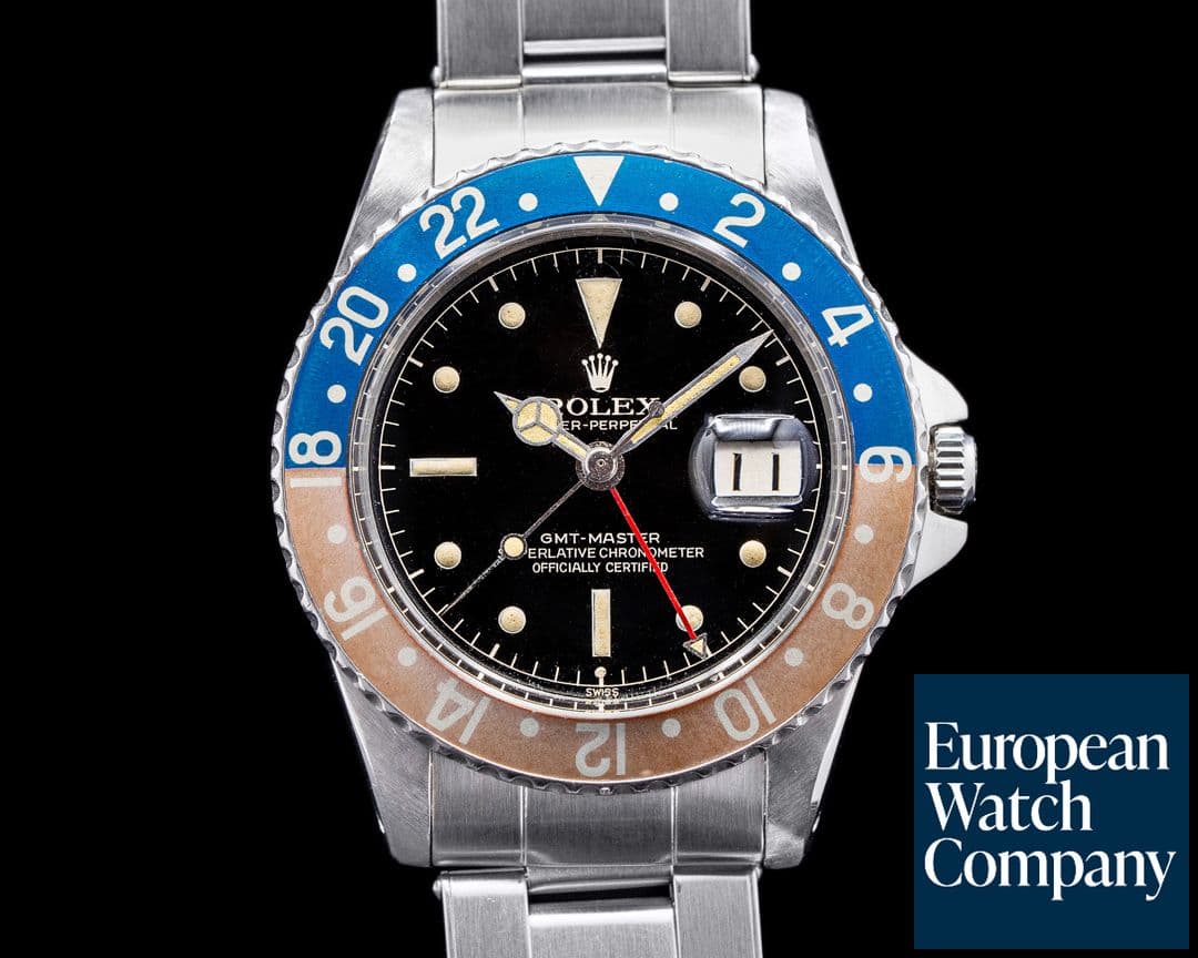 Image of Rolex GMT Master 1675 Gilt Chapter Ring Exclamation Rivet Bracelet WOW 