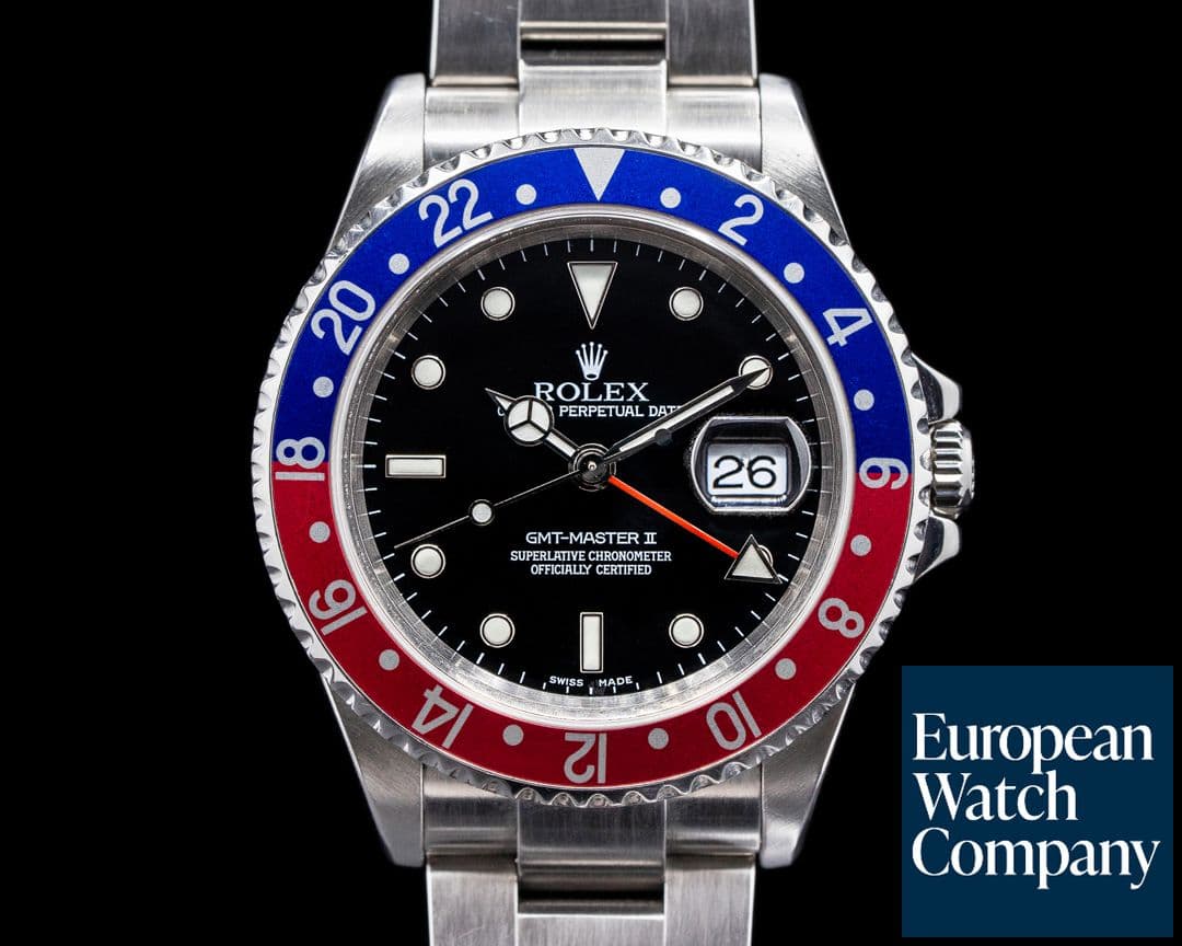 Image of Rolex GMT Master II 16710 SS Red / Blue Pepsi Bezel FULL SET
