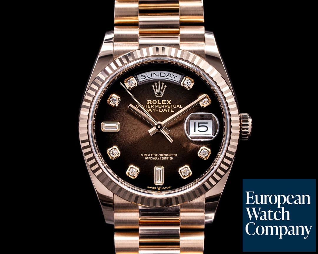 Image of Rolex Day Date President 128235 "Brown Ombre" Fume Diamond Dial 2019