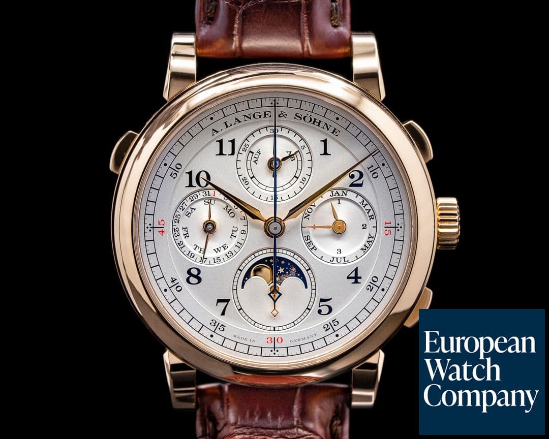 Image of A. Lange and Sohne 1815 Rattrapante 421.032 Perpetual Calendar 18K Rose Gold FULL SET 
