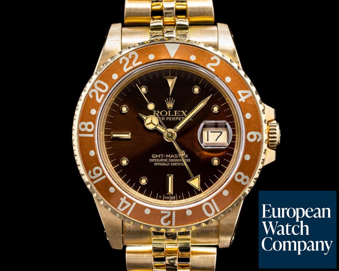 Image of Rolex GMT Master 16758 Nipple Dial 18k Yellow Gold Jubilee NICE