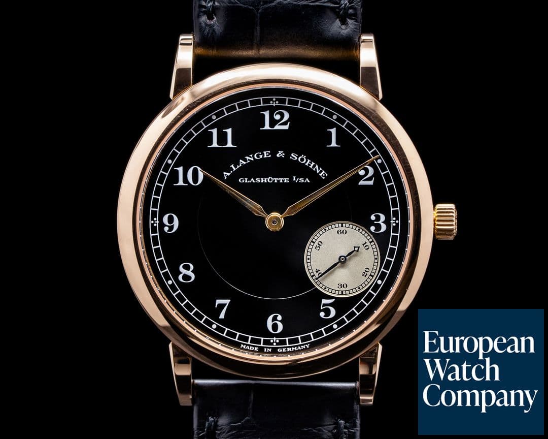 Image of A. Lange and Sohne 1815 "Side Step" 222.048 Wempe Black Dial 18k Rose Gold RARE