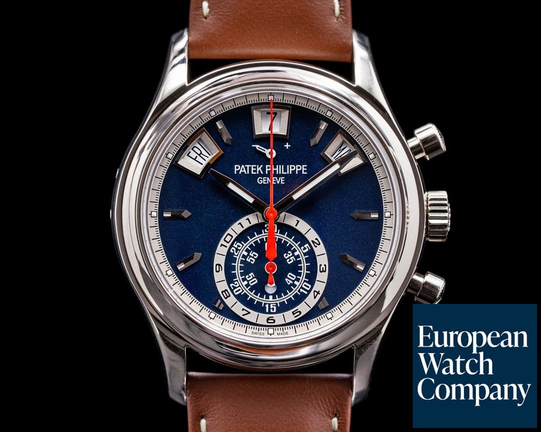 Image of Patek Philippe Annual Calendar 5960/01G Chronograph White Gold Blue Dial 

