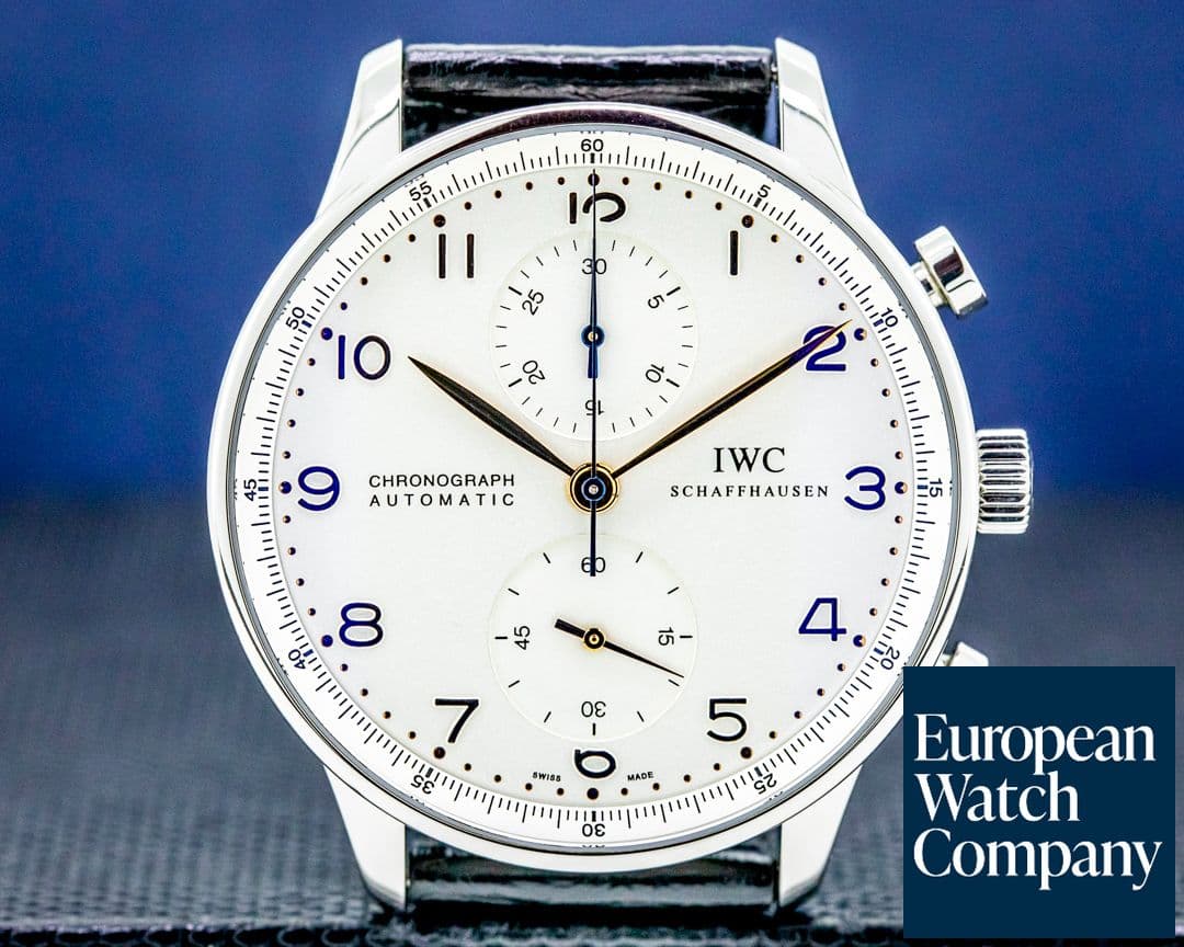 Image of IWC Portuguese Chronograph Silver Dial Gold Numerals SS