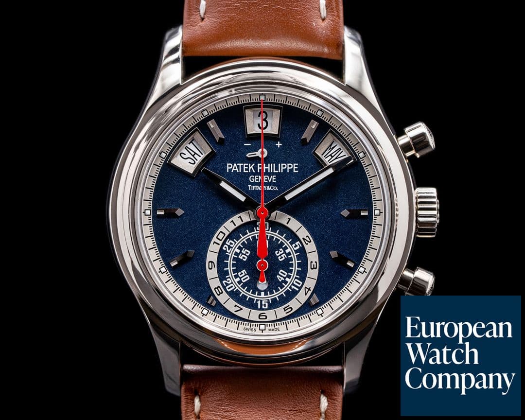 Image of Patek Philippe Annual Calendar 5960/01G Chronograph White Gold Blue Dial TIFFANY

