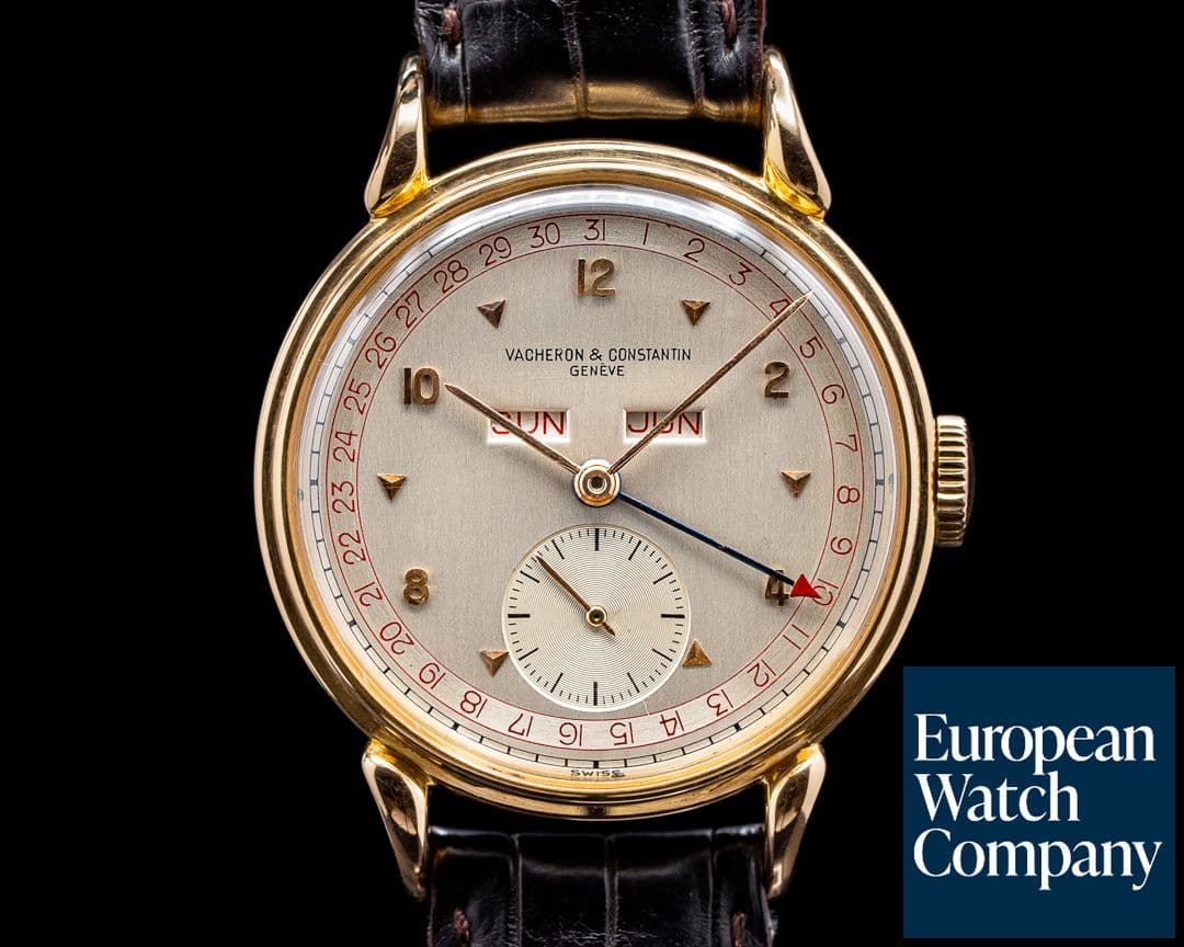 Image of Vacheron Constantin Vintage Triple Date "Cornes De Vache" 18K Rose Gold c. 1940's