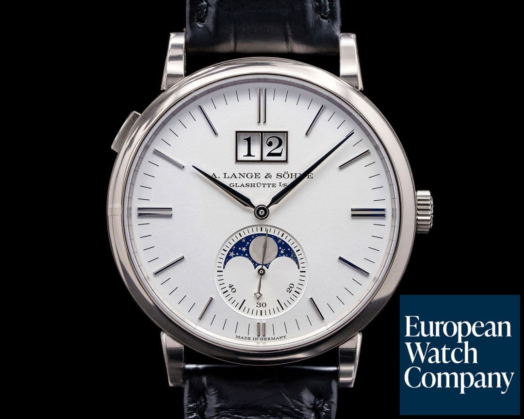 Image of A. Lange and Sohne Saxonia Moon Phase 384.026 Automatik 18K White Gold / Silver Dial UNWORN