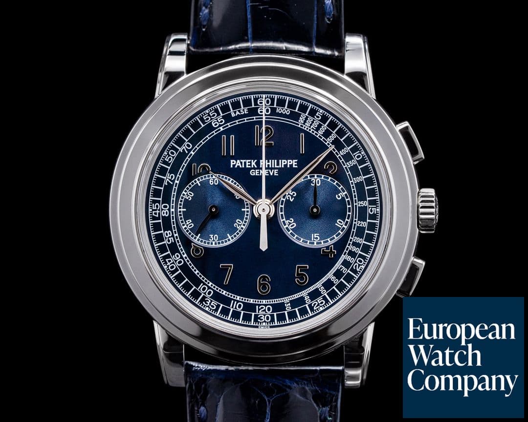 Image of Patek Philippe 5070P Platinum Blue Dial Chronograph FULL SET UNPOLISHED