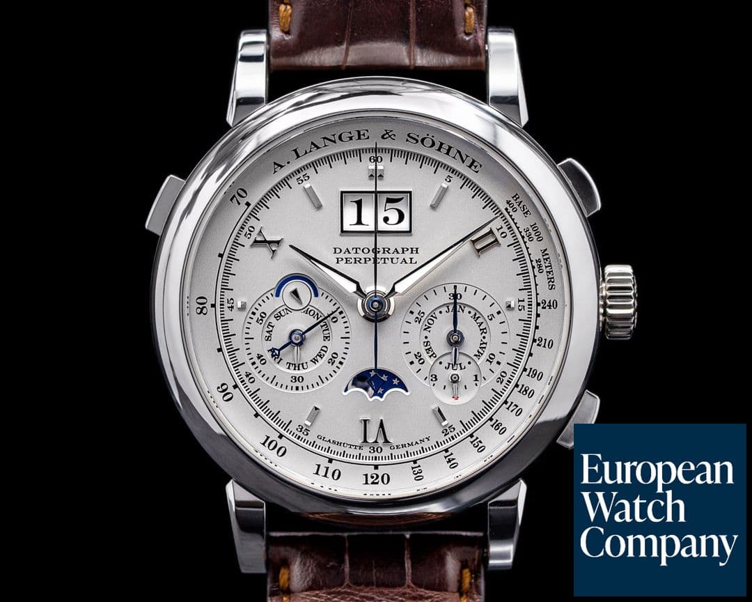 Image of A. Lange and Sohne Datograph Perpetual Calendar Chronograph 410.025 Platinum + Deployant