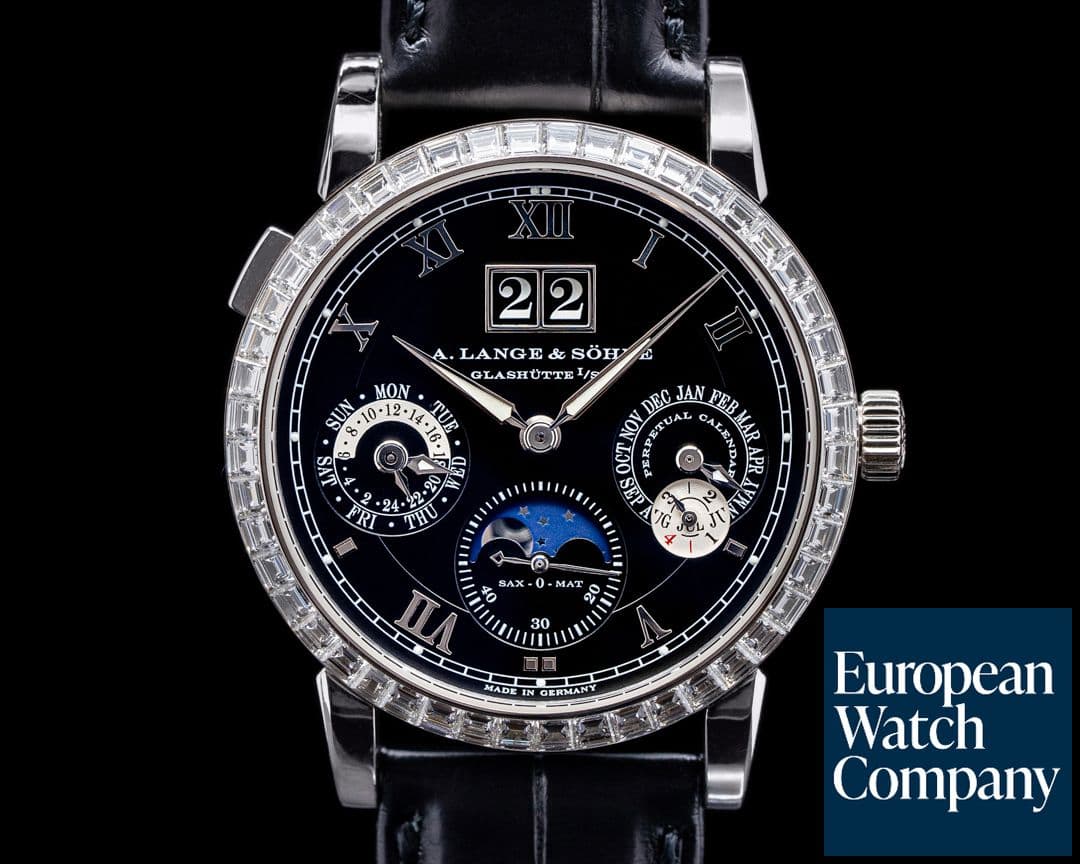 Image of A. Lange and Sohne Langematik Perpetual Platinum Black Dial 820.036E BAGUETTE BEZEL