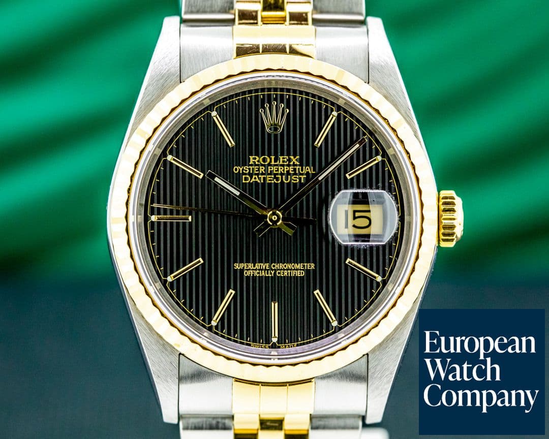 Image of Rolex Datejust 18K / SS Black Tapestry Dial 