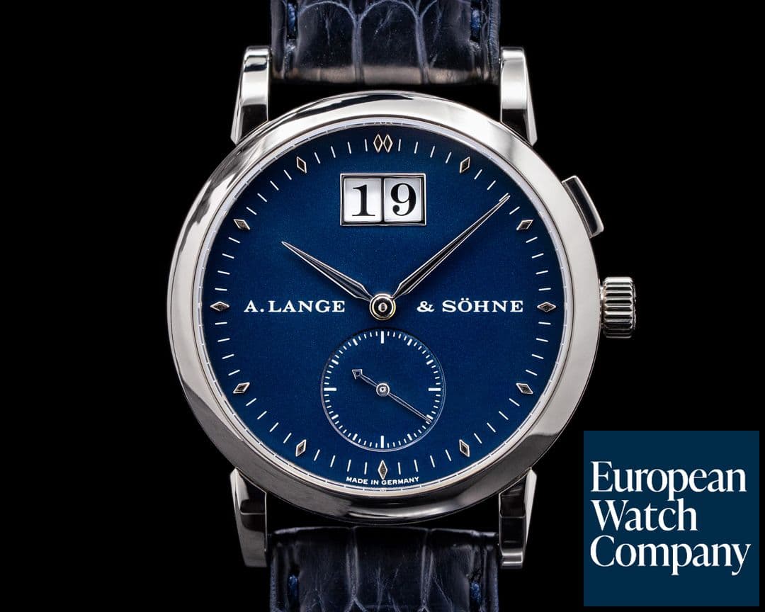 Image of A. Lange and Sohne Saxonia 105.027 White Gold Blue Dial FULL SET RARE