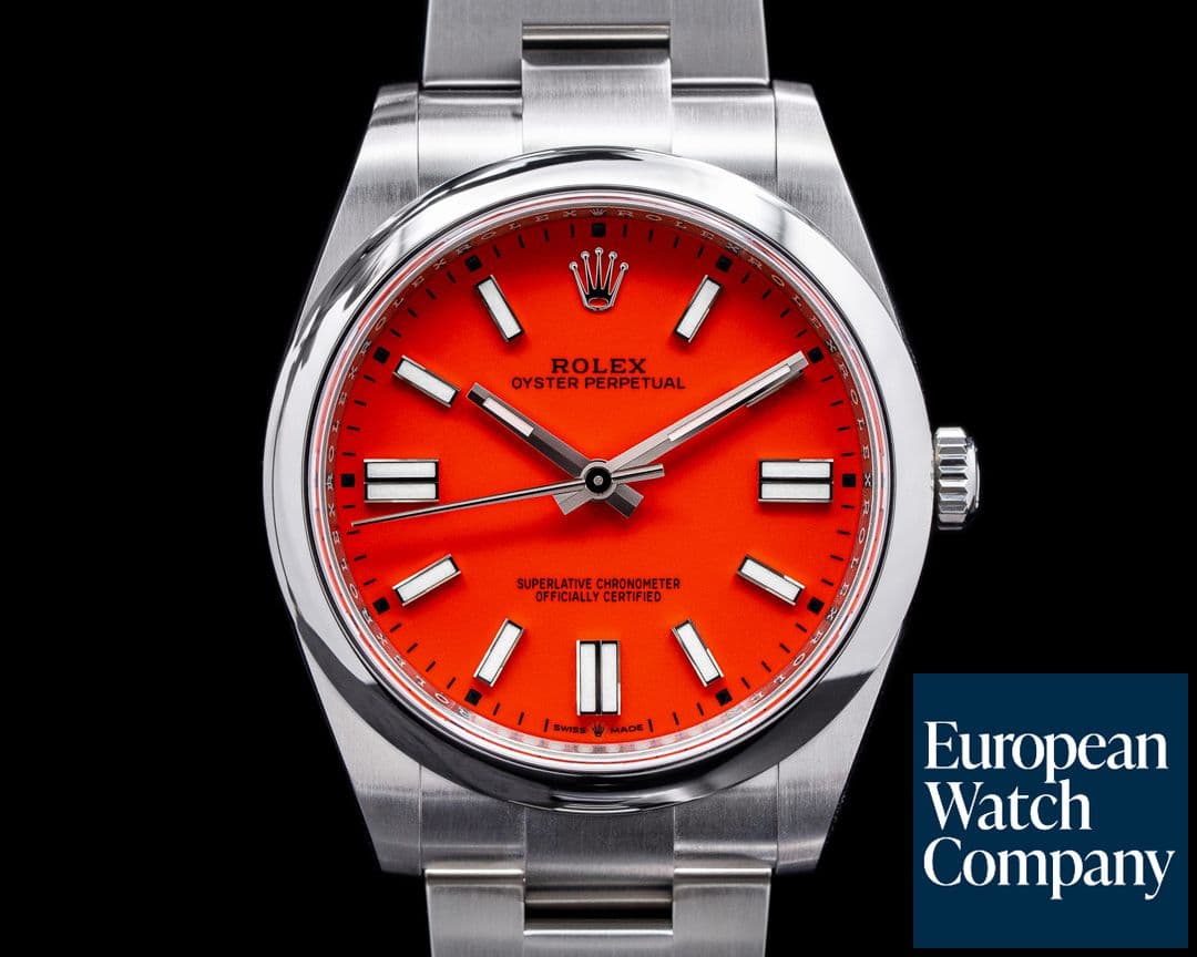 Image of Rolex Oyster Perpetual 124300 41mm SS / Coral Red Dial 2021
