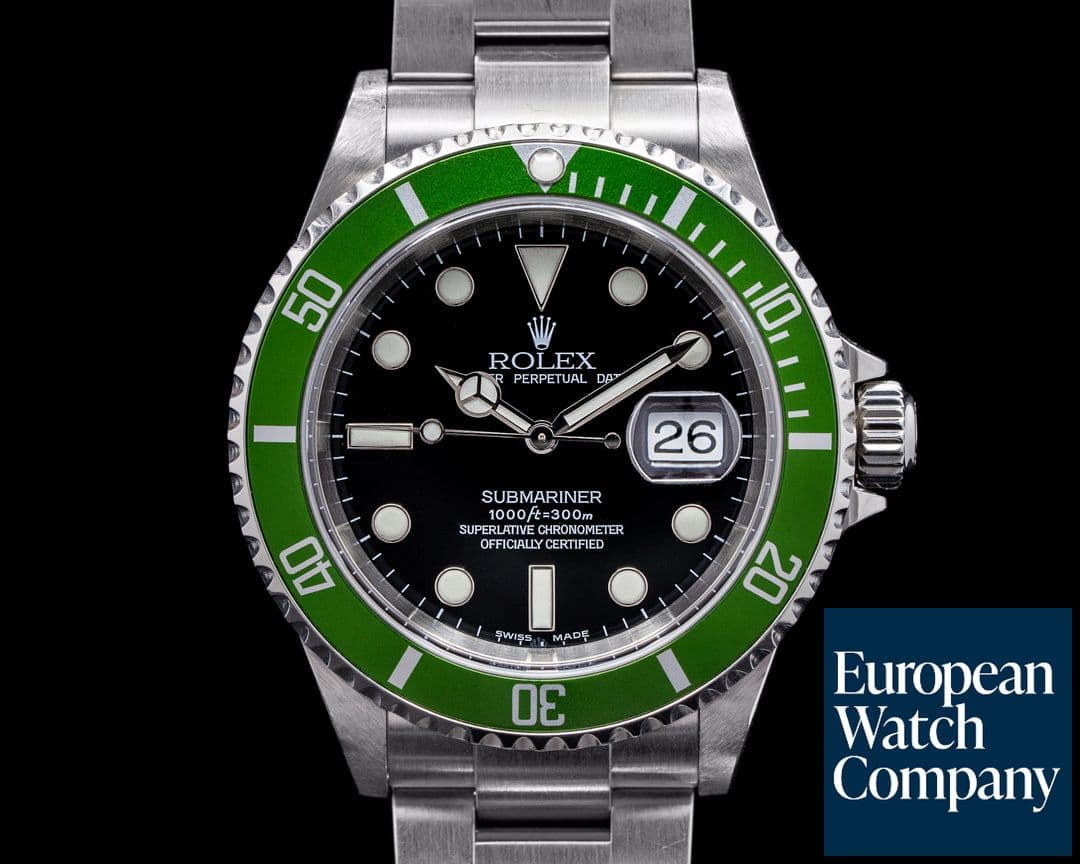 Image of Rolex Submariner 50th Anniversary "Flat 4" F Series Green Bezel ROLEX SERVICE