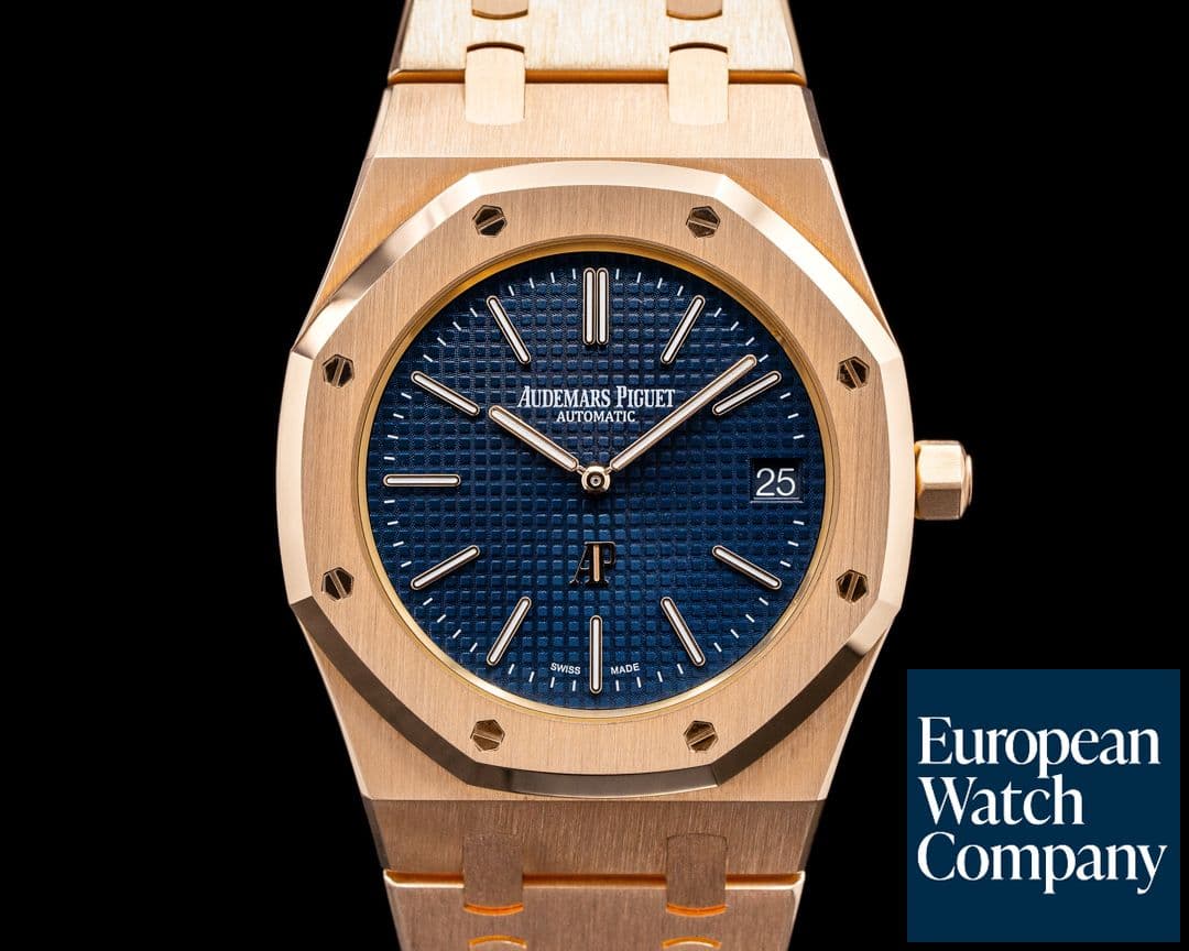 Image of Audemars Piguet Royal Oak Jumbo 15202 18K Rose Gold / Blue Dial 