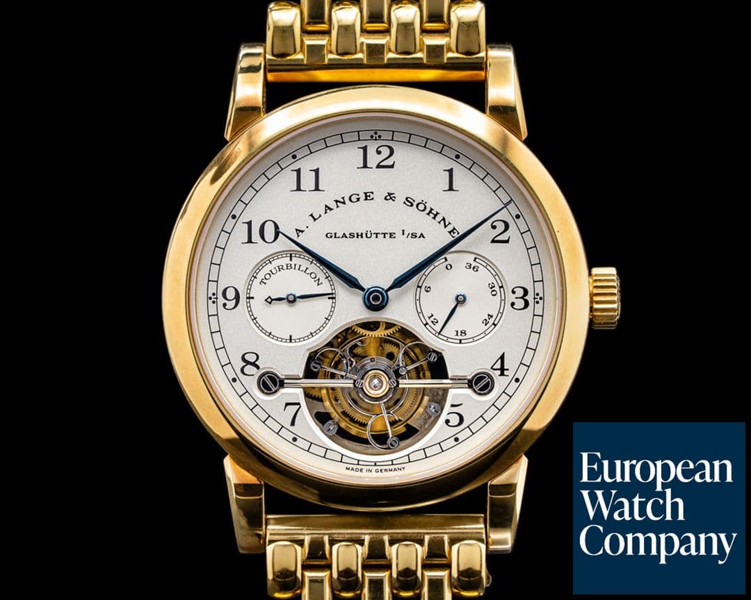 Image of A. Lange and Sohne Tourbillon Pour le Merite 701.001 18k Yellow Gold + Bracelet AMAZING