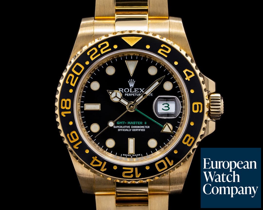 Image of Rolex GMT Master II Black Dial 18K Yellow Gold / Bracelet