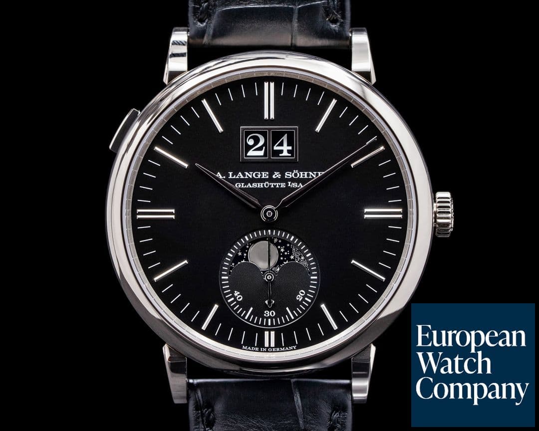 Image of A. Lange and Sohne Saxonia Moon Phase Automatik 384.029 18K White Gold / Black Dial 